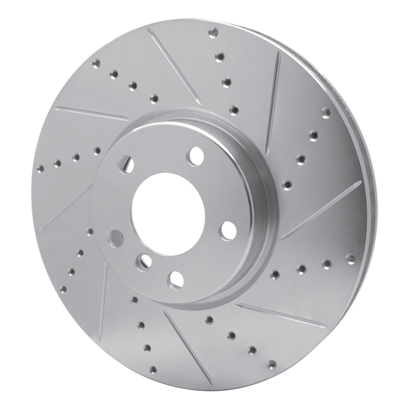 BMW 535i GT Brake Rotor (1) - Front Left - R1 Concepts - Drilled & Slotted - Silver - `10-`18